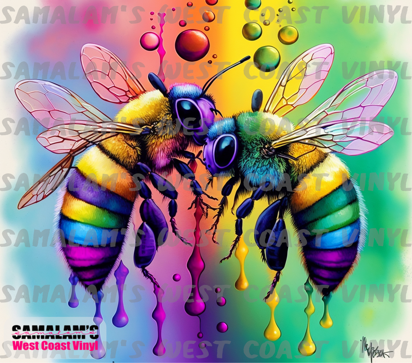 Bees - Rainbow Watercolour - Tumbler Wrap