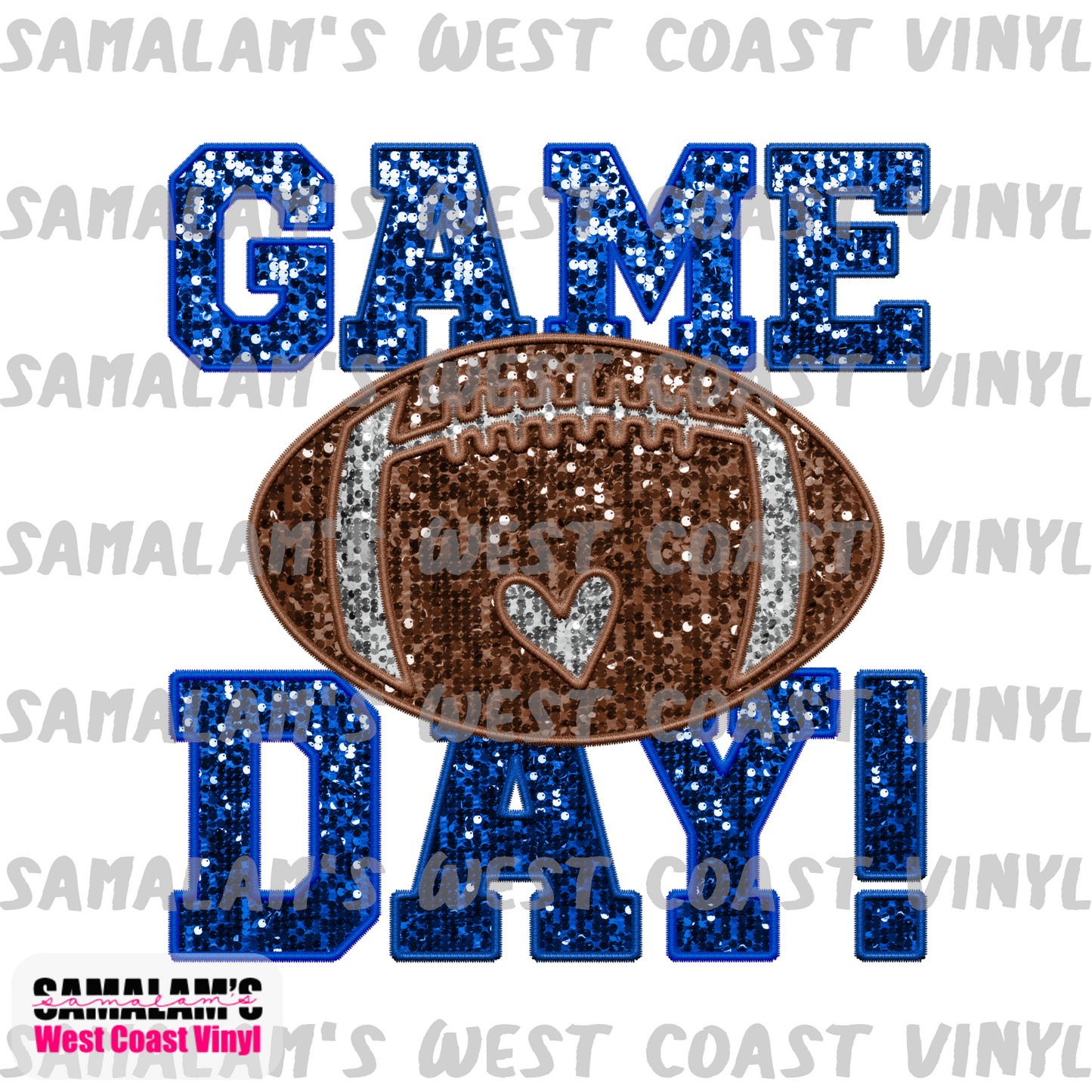 Embroidery - Game Day - Blue - Clear Cast Decal