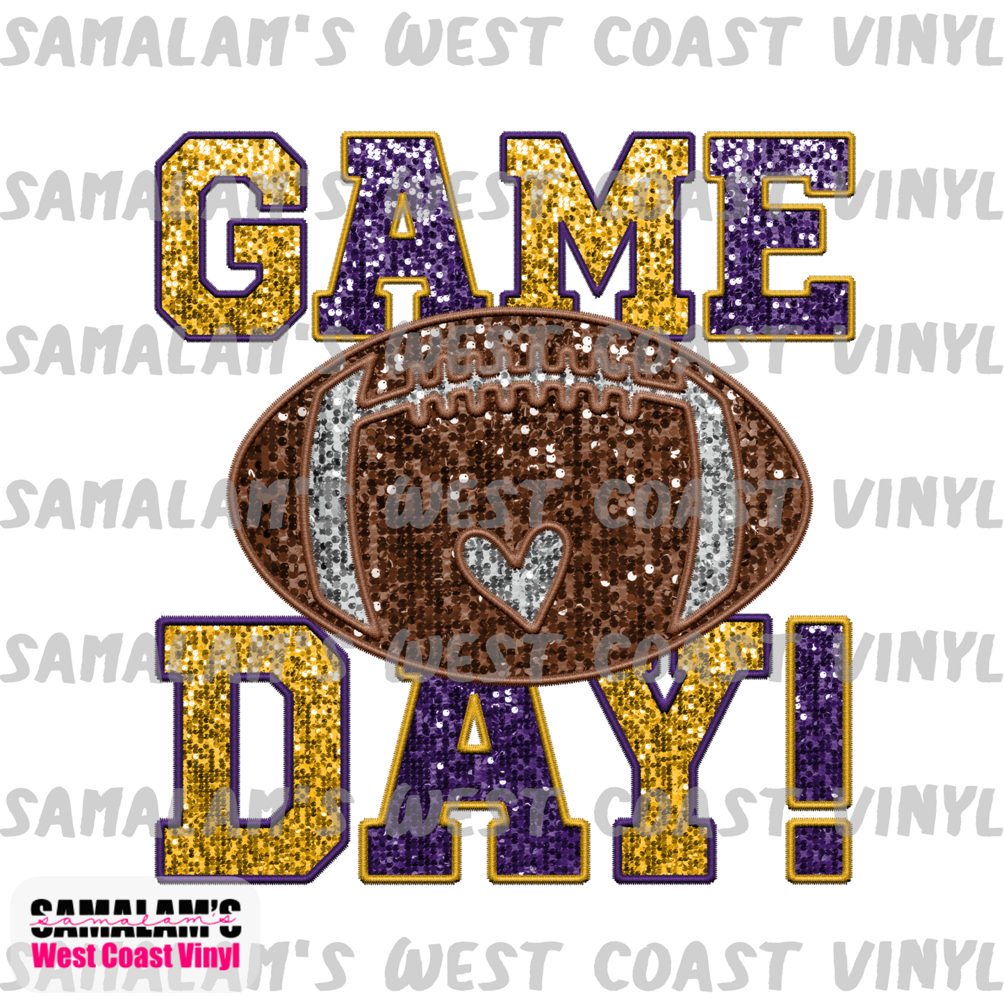 Embroidery - Game Day - Purple Gold - Clear Cast Decal