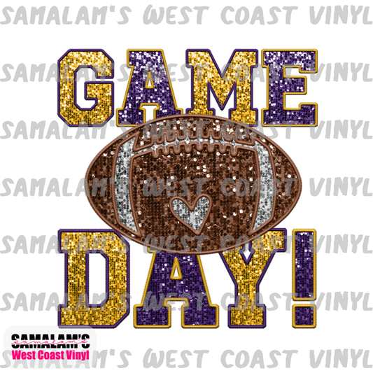 Embroidery - Game Day - Purple Gold - Clear Cast Decal