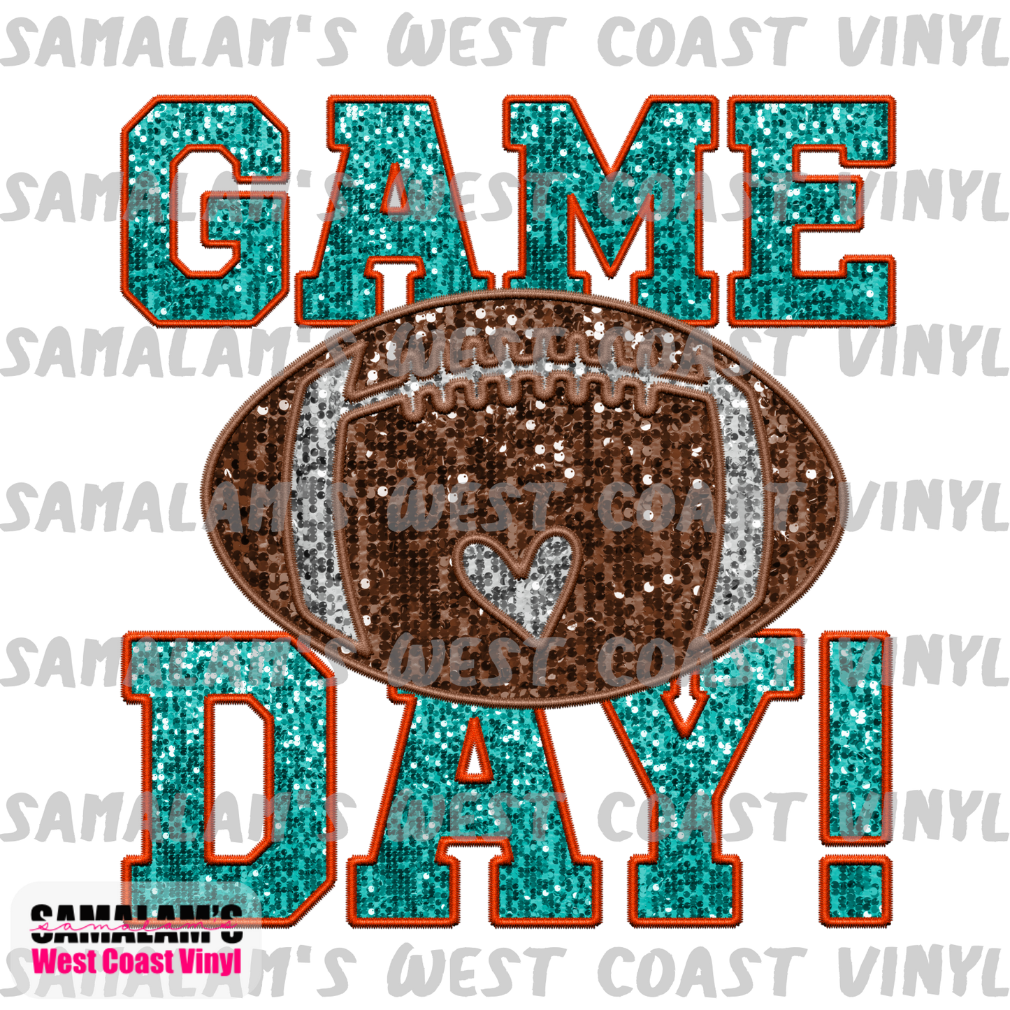 Embroidery - Game Day - Teal Orange - Clear Cast Decal