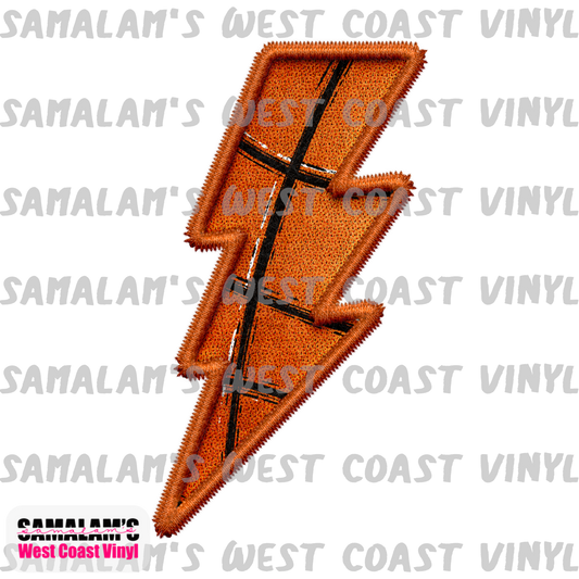 Embroidery - Lightning Bolt - Basketball - Clear Cast Decal