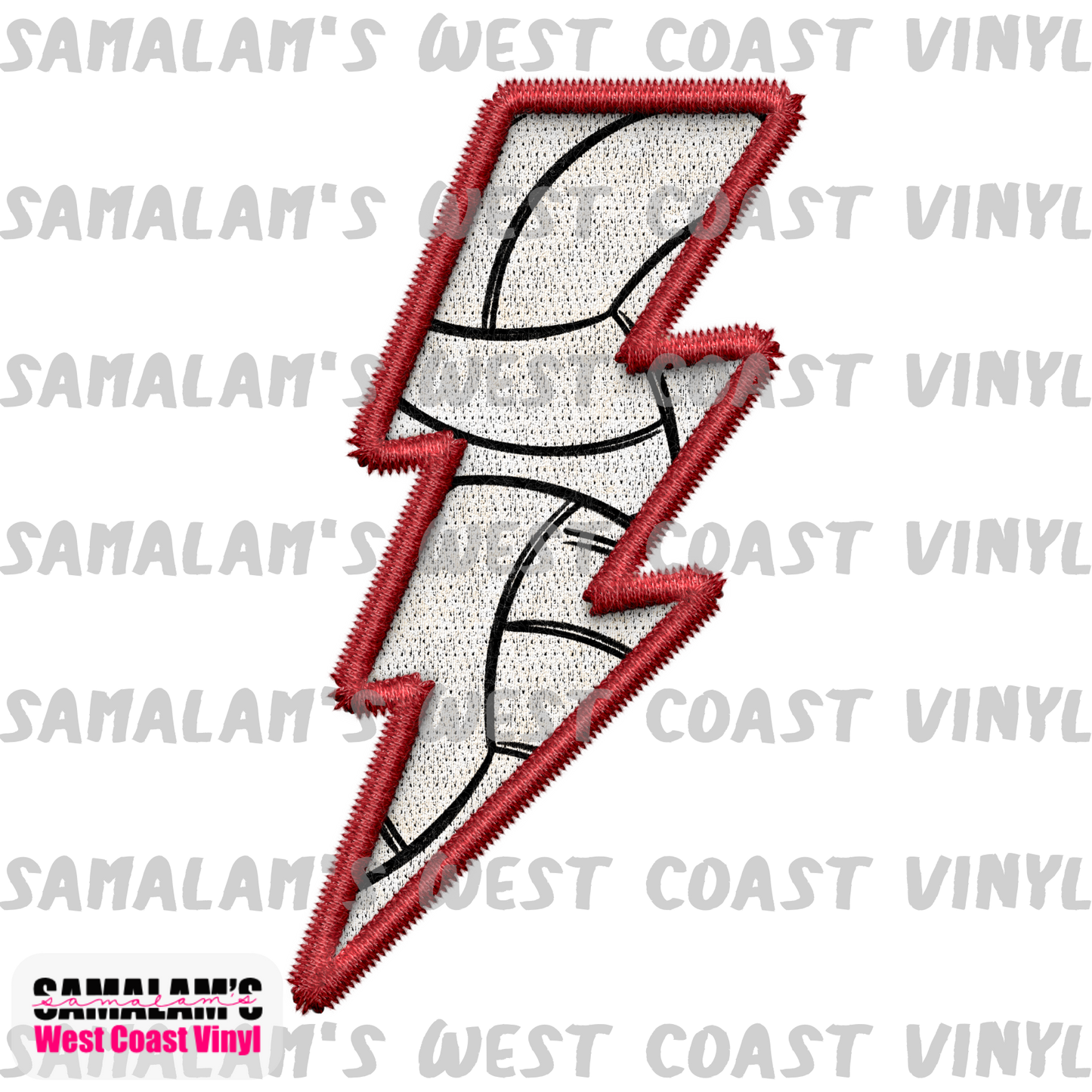 Embroidery - Lightning Bolt - Volleyball - Clear Cast Decal
