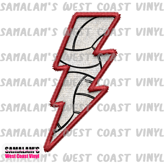 Embroidery - Lightning Bolt - Volleyball - Clear Cast Decal