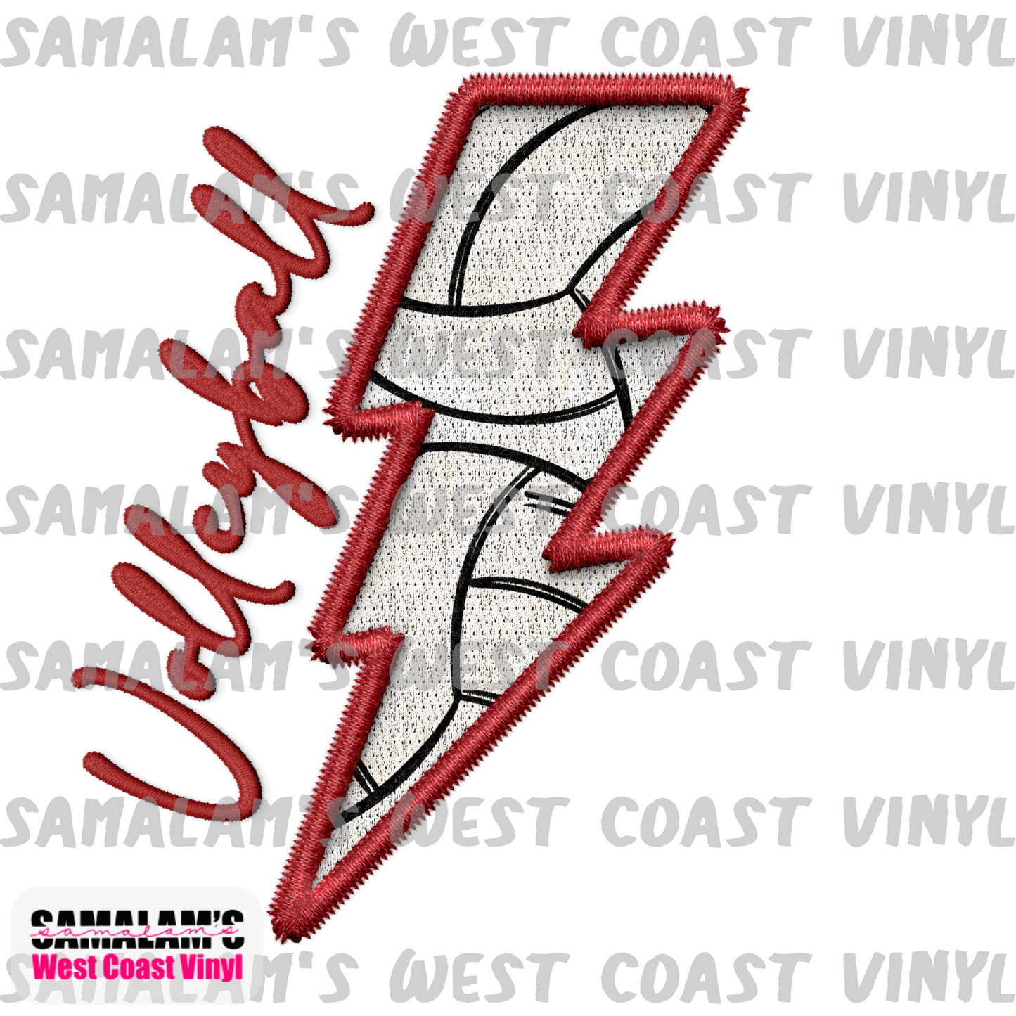 Embroidery - Lightning Bolt - Volleyball 2 - Clear Cast Decal