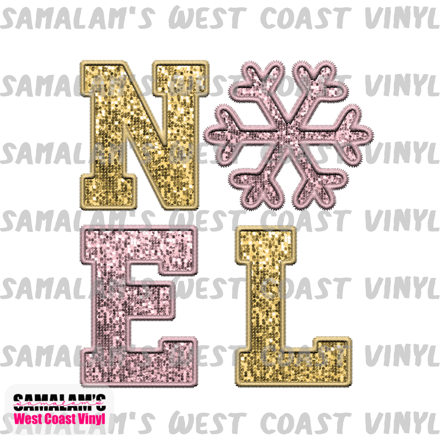 Embroidery - Noel - Gold & Rose Gold - Clear Cast Decal