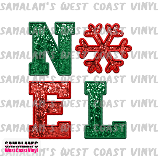 Embroidery - Noel - Red & Green - Clear Cast Decal