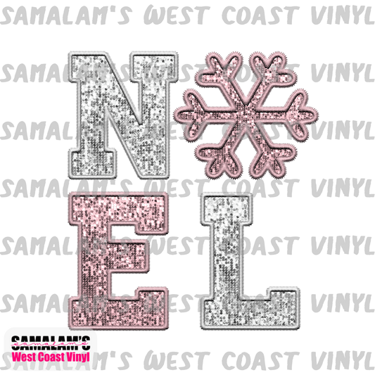 Embroidery - Noel - Rose Gold & Silver - Clear Cast Decal