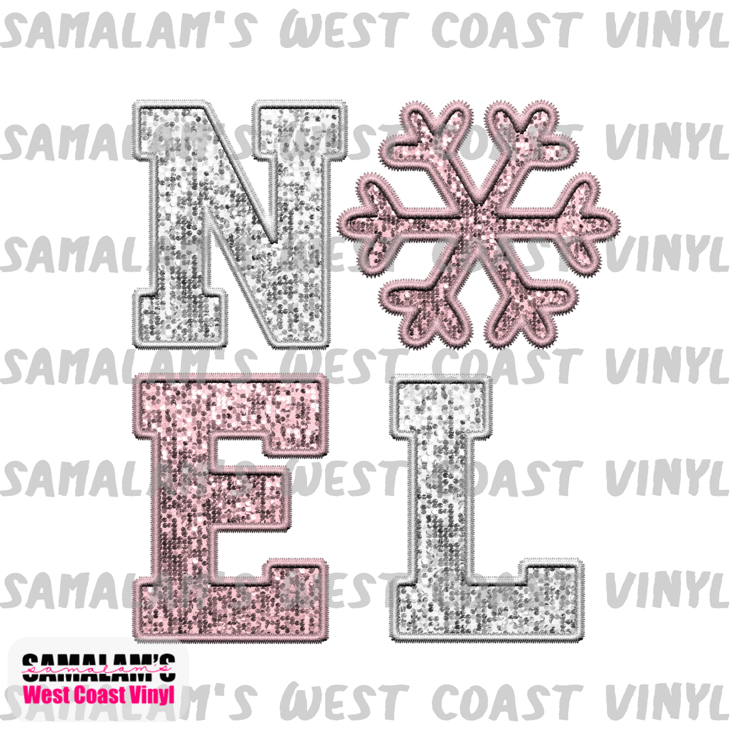 Embroidery - Noel - Rose Gold & Silver - Clear Cast Decal