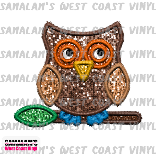 Embroidery - Owl 2- Clear Cast Decal
