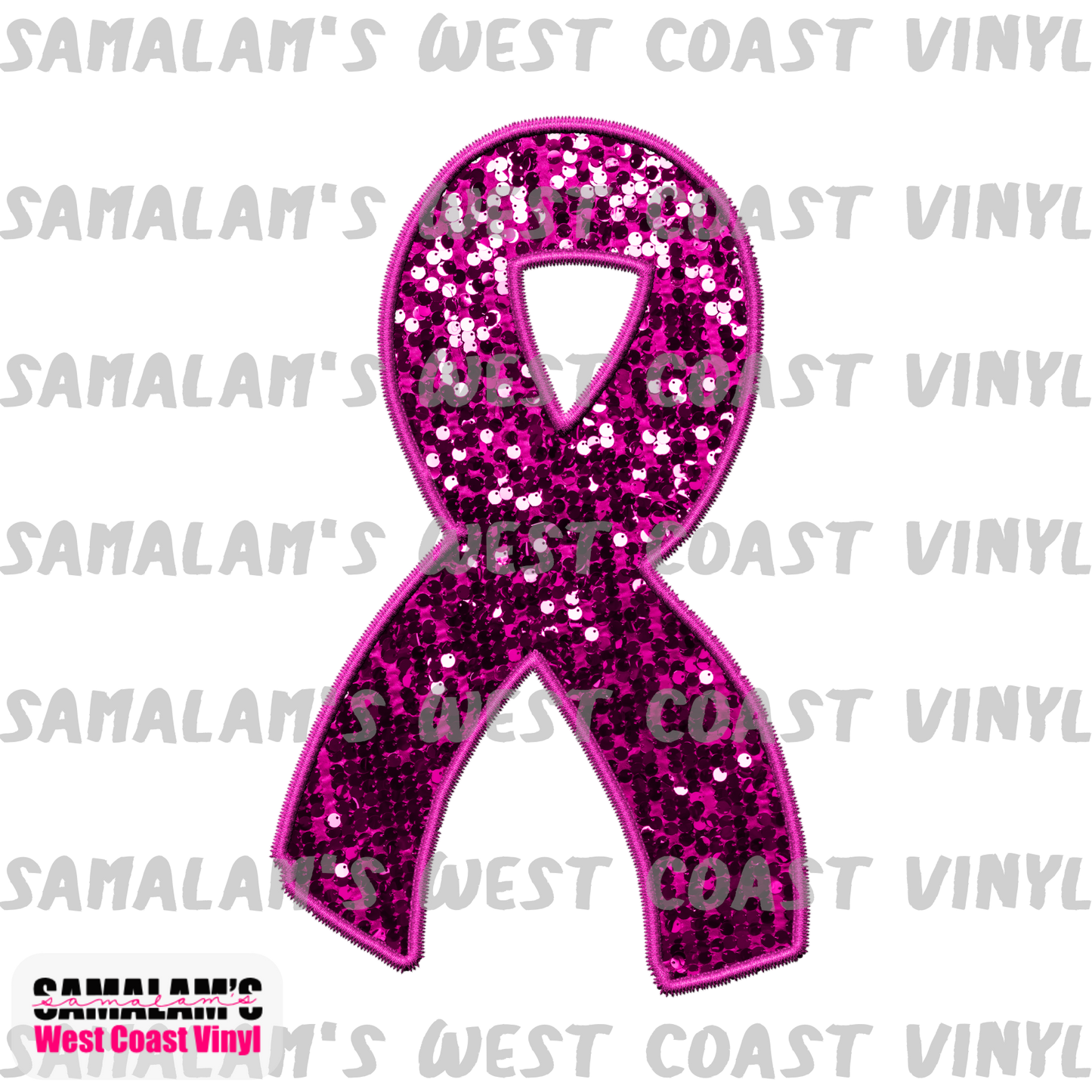 Embroidery - Pink Ribbon - Clear Cast Decal