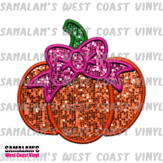 Embroidery - Pumpkin Bow - Clear Cast Decal