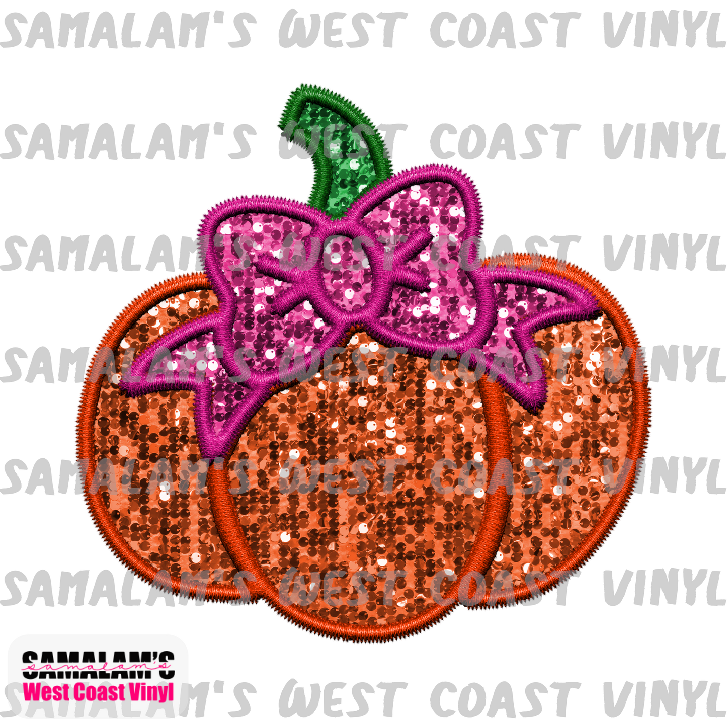 Embroidery - Pumpkin - Bow - Sublimation Transfer