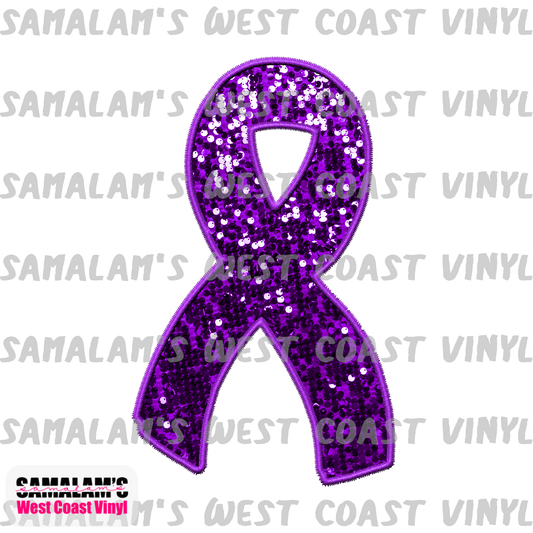 Embroidery - Purple Ribbon - Clear Cast Decal