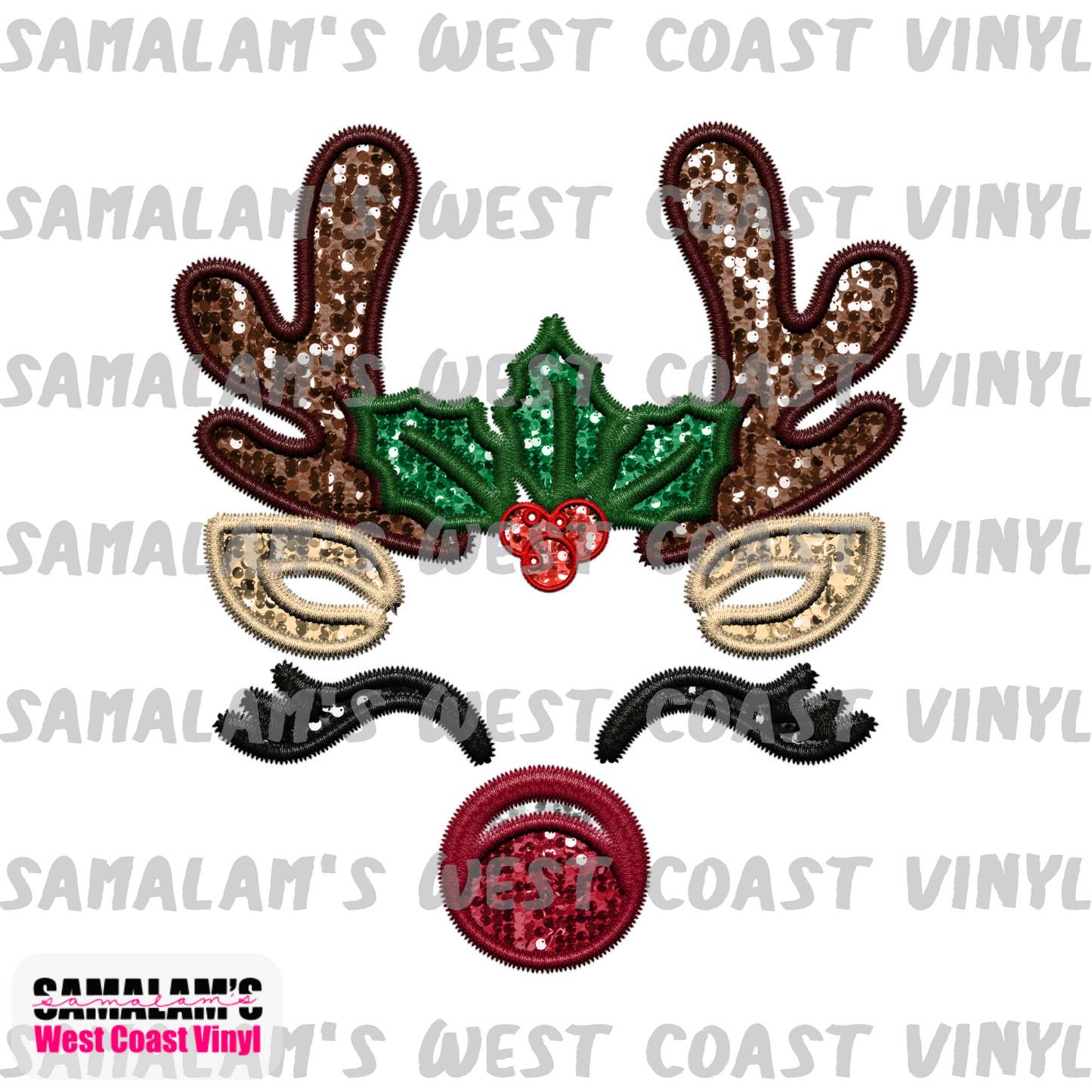 Embroidery - Reindeer Face - Clear Cast Decal