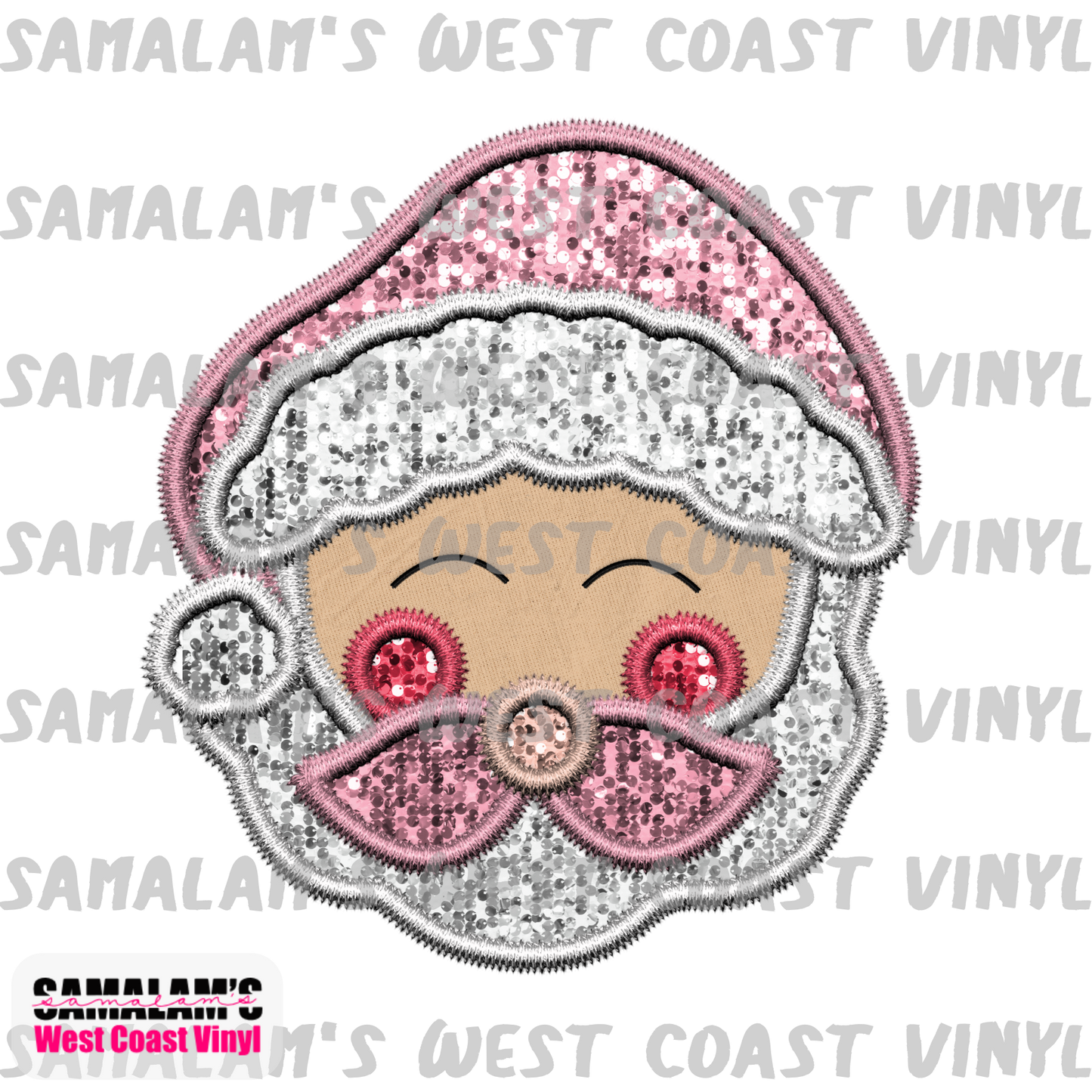 Embroidery - Rose Gold Santa - Clear Cast Decal