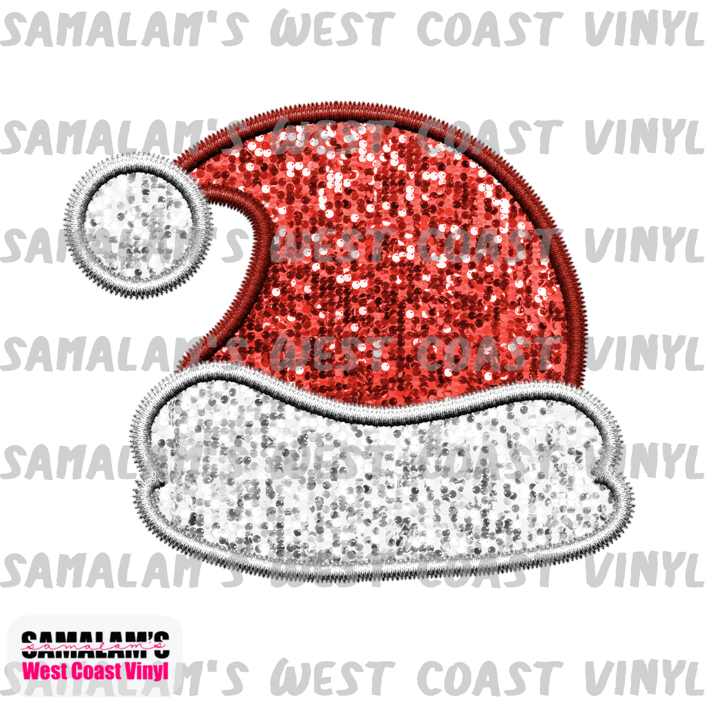 Embroidery - Santa Hat - Clear Cast Decal