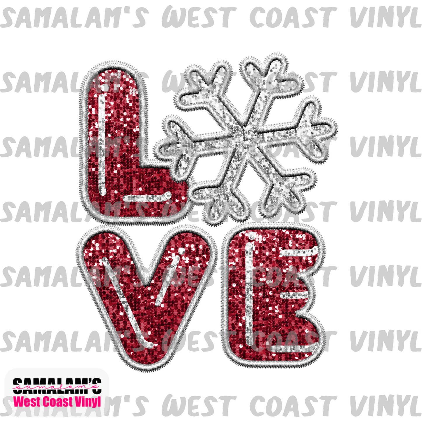 Embroidery - Snowflake Love - Clear Cast Decal