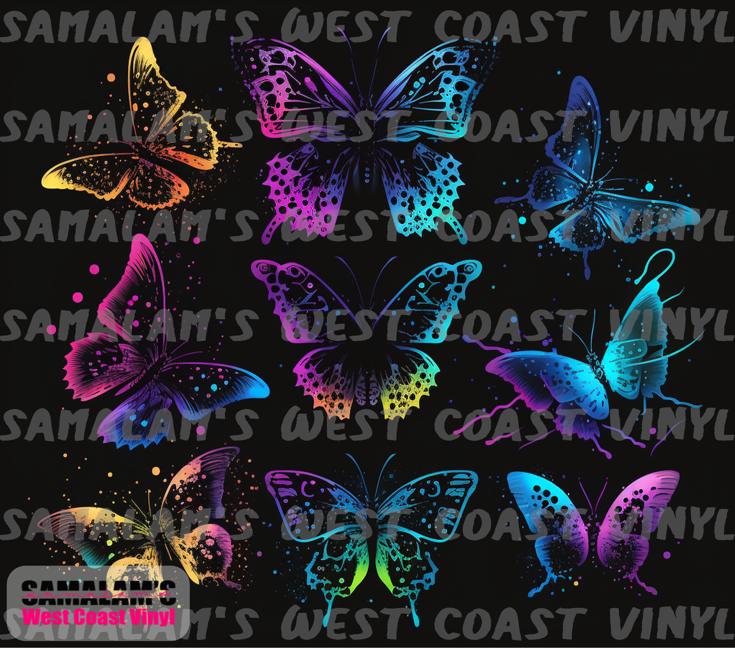 Neon Butterflies 2 - Tumbler Wrap