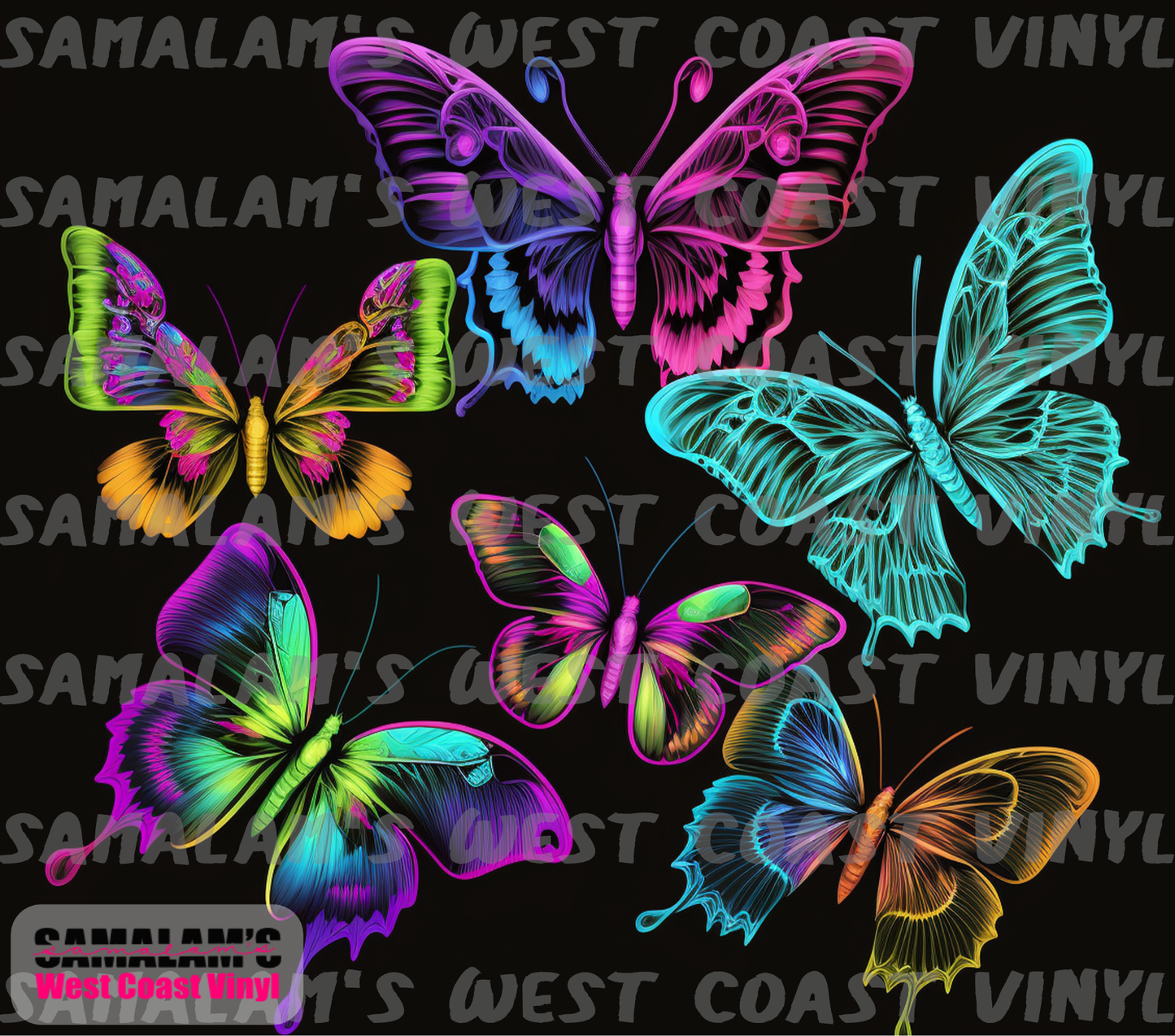 Neon Butterflies 3 - Tumbler Wrap