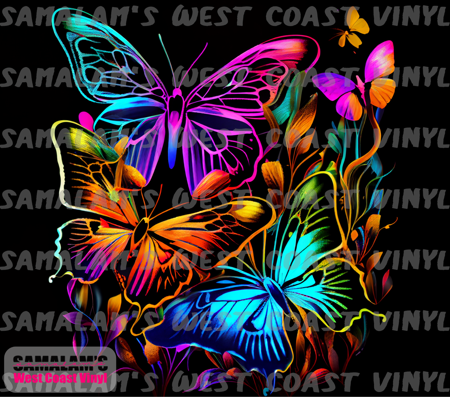 Neon Butterflies 4 - Tumbler Wrap