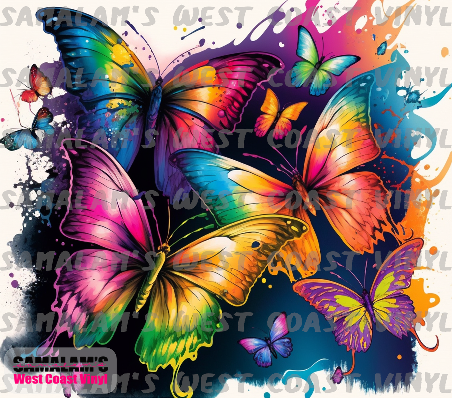 Rainbow Watercolour Butterflies - Tumbler Wrap