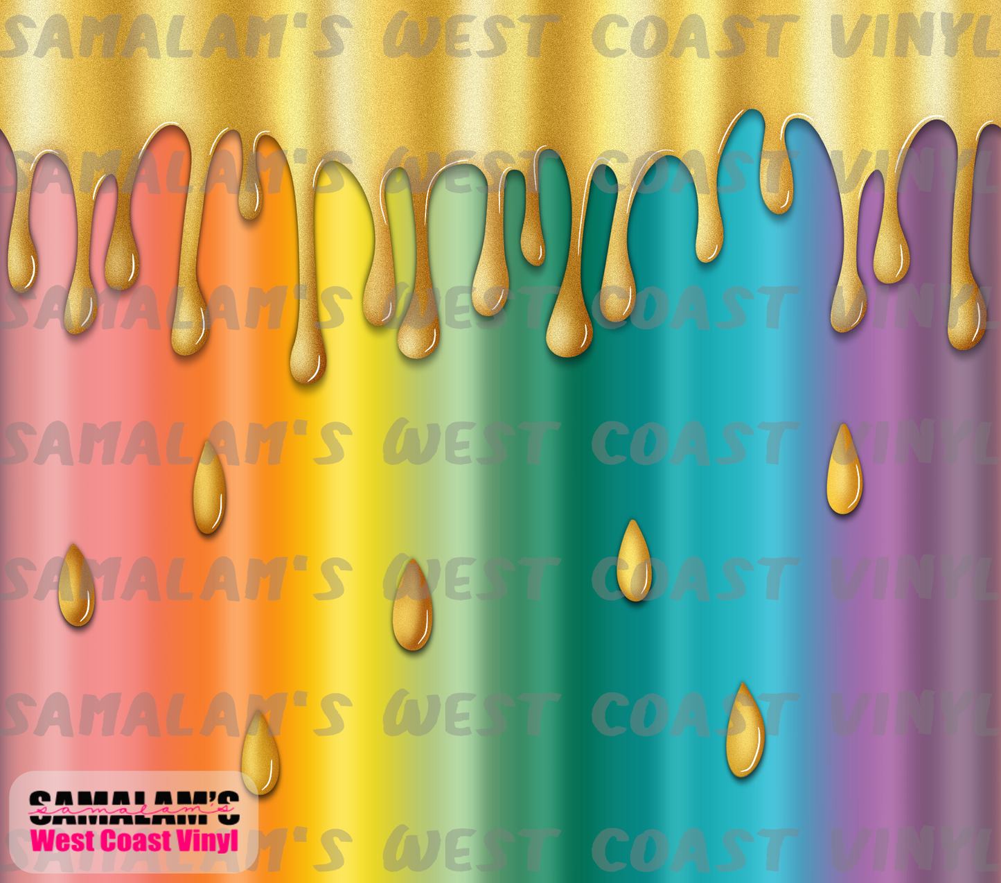 Rainbow - Gold Drips- Tumbler Wrap
