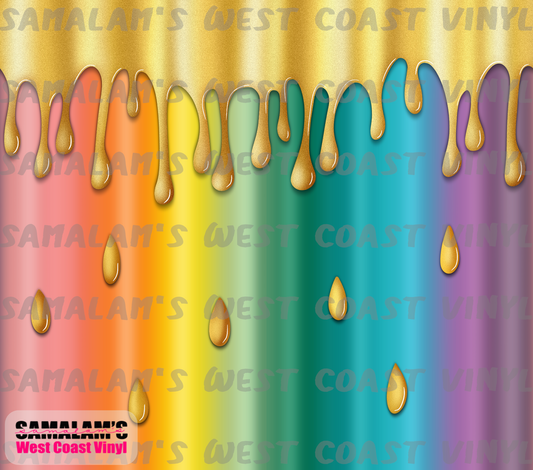 Rainbow - Gold Drips- Tumbler Wrap