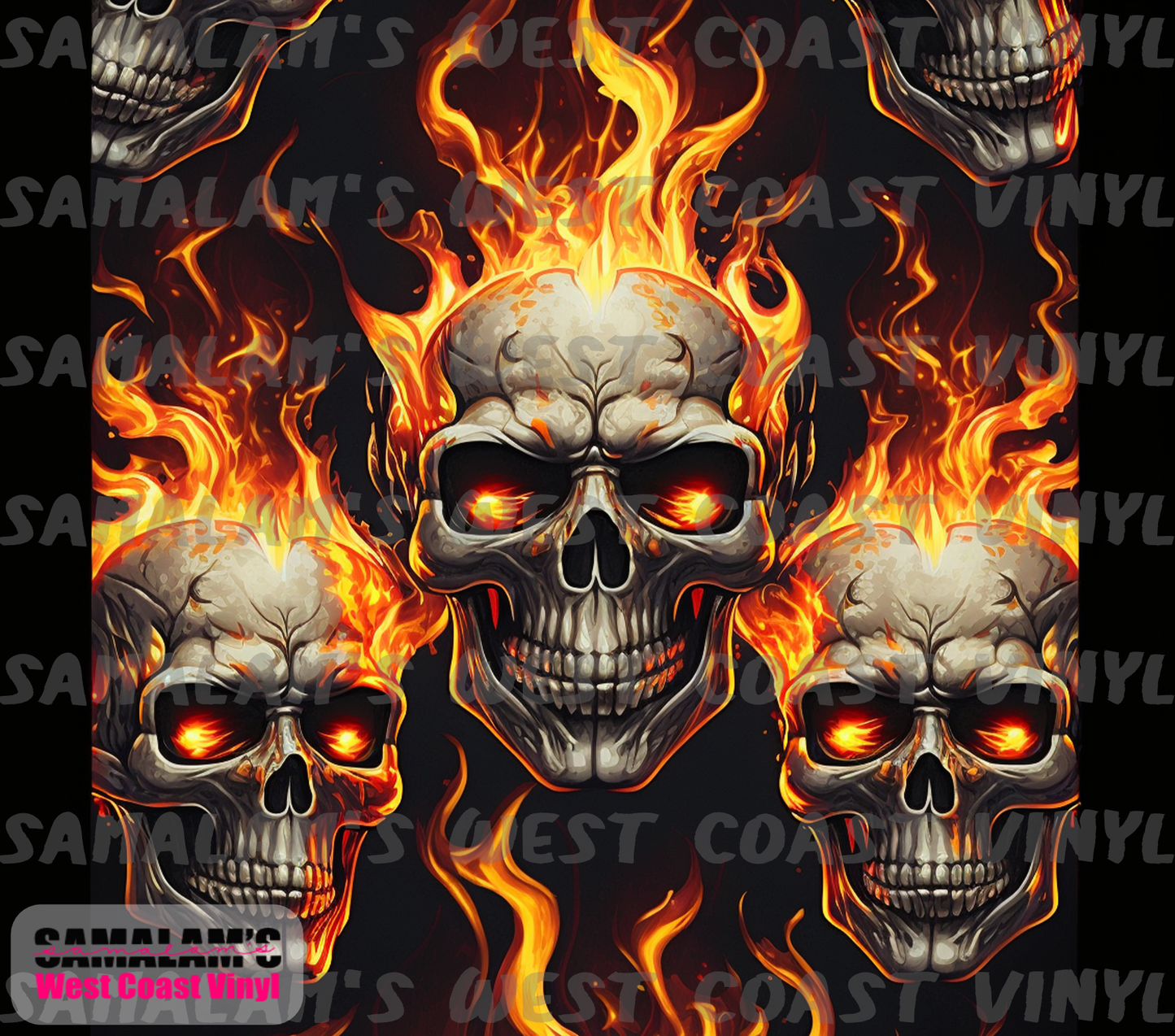 Skull - 15 - Flames - Tumbler Wrap