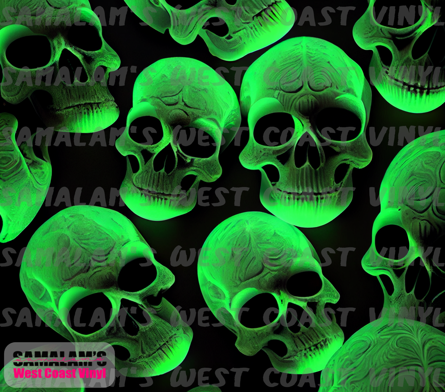 Skull - 17 - Fluorescent Green - Tumbler Wrap