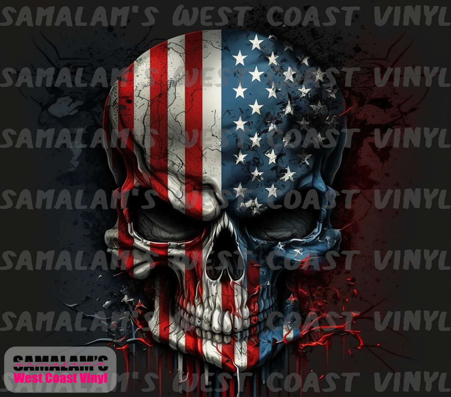 Skull - 28 - American Flag - Tumbler Wrap