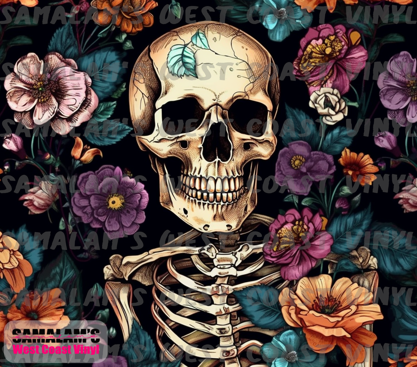 Skull - 33 - Floral - Tumbler Wrap