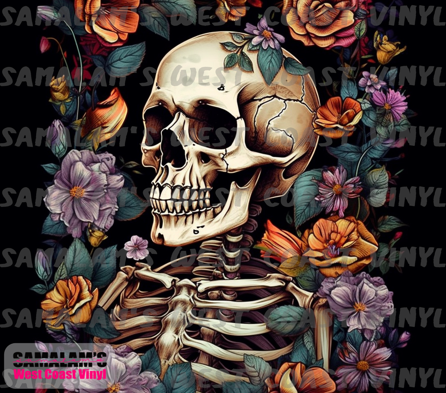 Skull - 34 - Floral - Tumbler Wrap