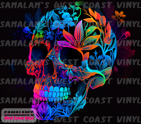 Skull - 37 - Neon Floral - Tumbler Wrap