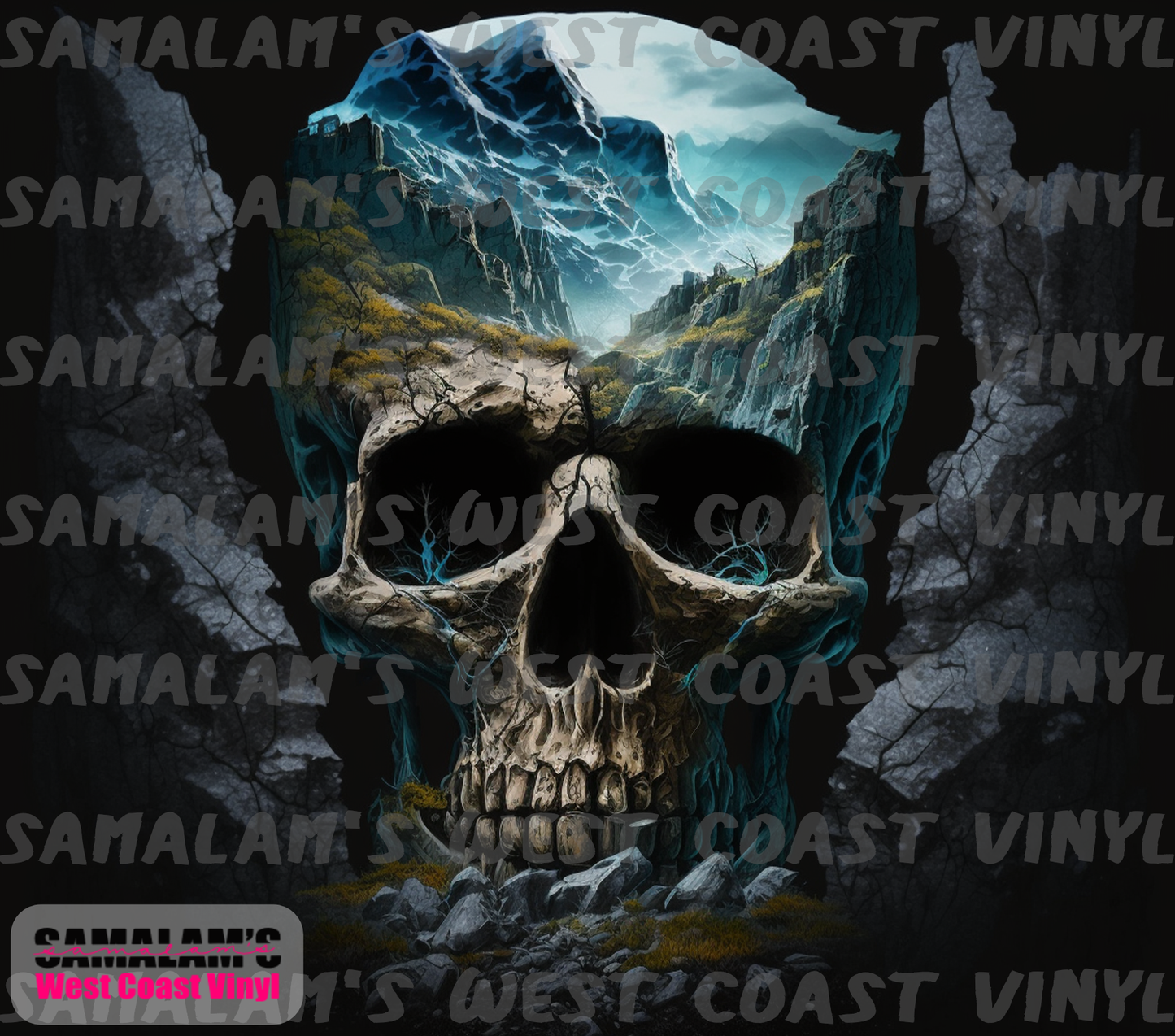 Skull - 38 - Mountain Scene - Tumbler Wrap
