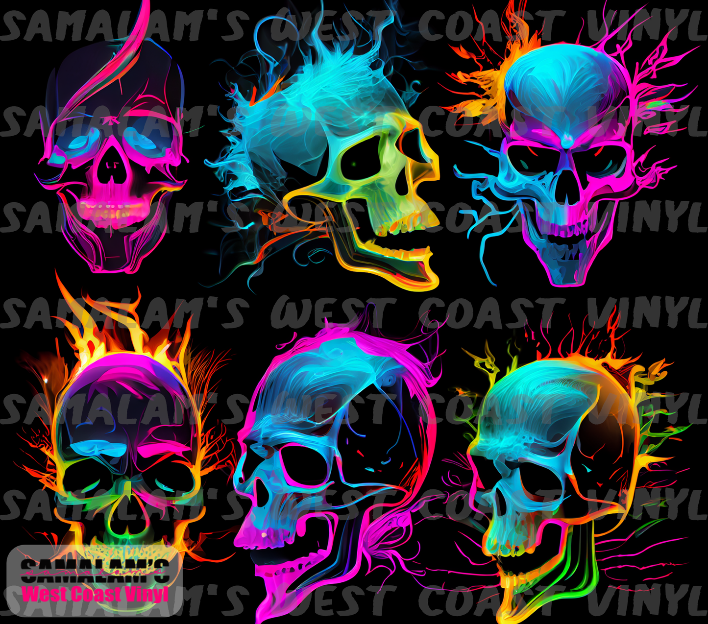 Skull - 39 - Neon - Tumbler Wrap