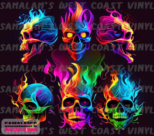 Skull - 42 - Neon Flames - Tumbler Wrap