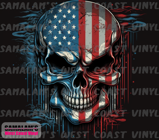 Skull - 48 - American Flag - Tumbler Wrap