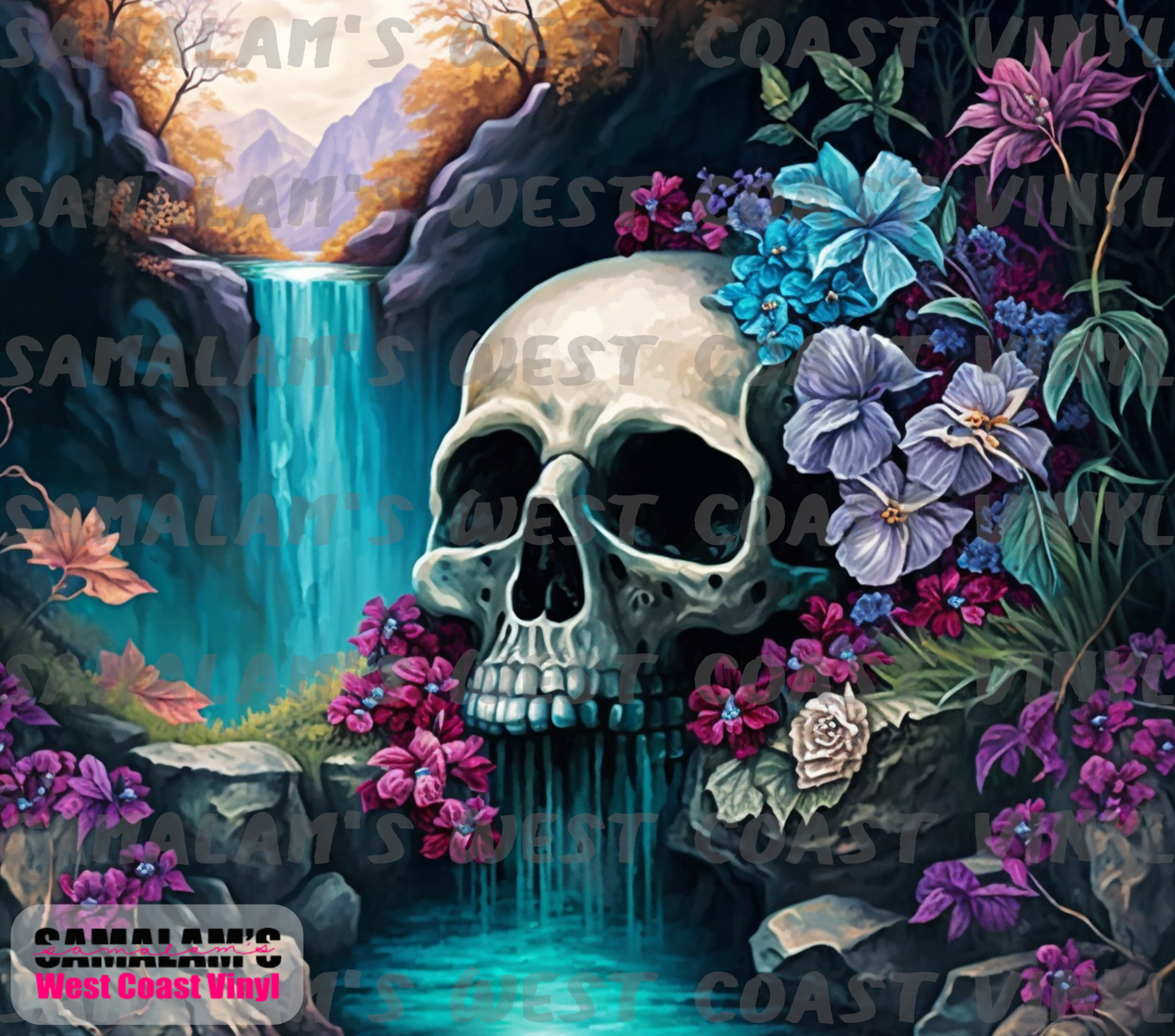 Skull - 5 - Floral Waterfall - Tumbler Wrap