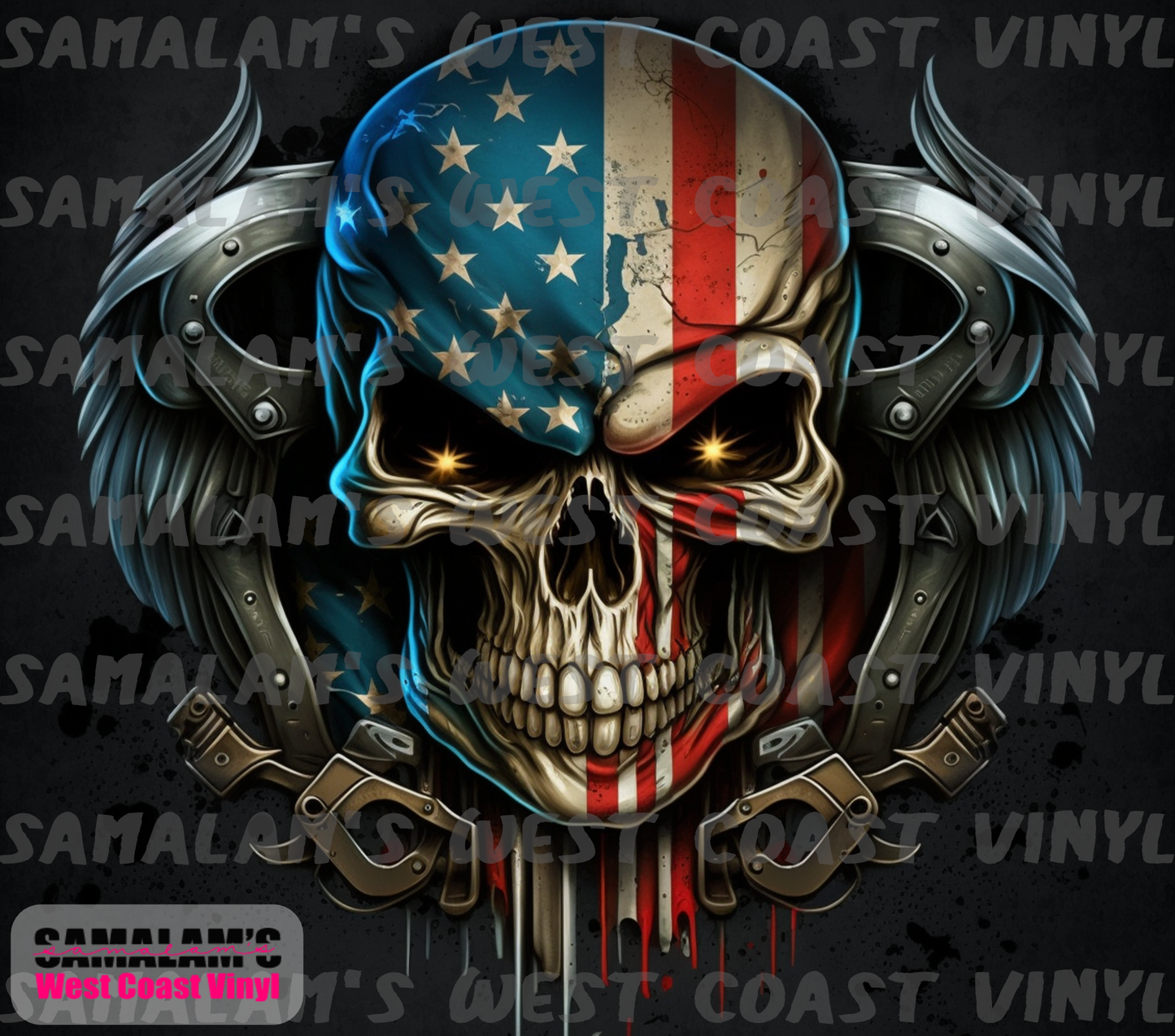 Skull - 8 - American Flag - Tumbler Wrap