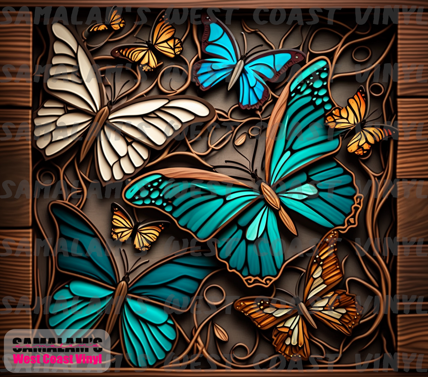 Wood Butterflies - Tumbler Wrap