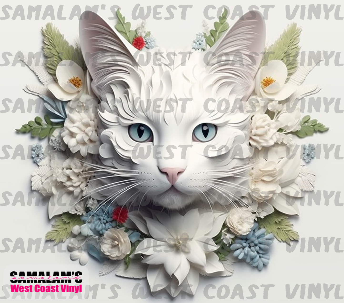 Cat - 3D - Floral - 11 - Tumbler Wrap