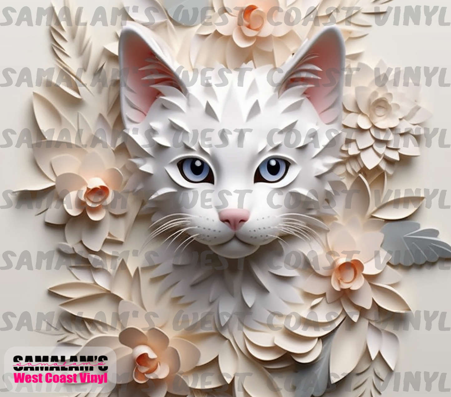 Cat - 3D - Floral - 2 - Tumbler Wrap