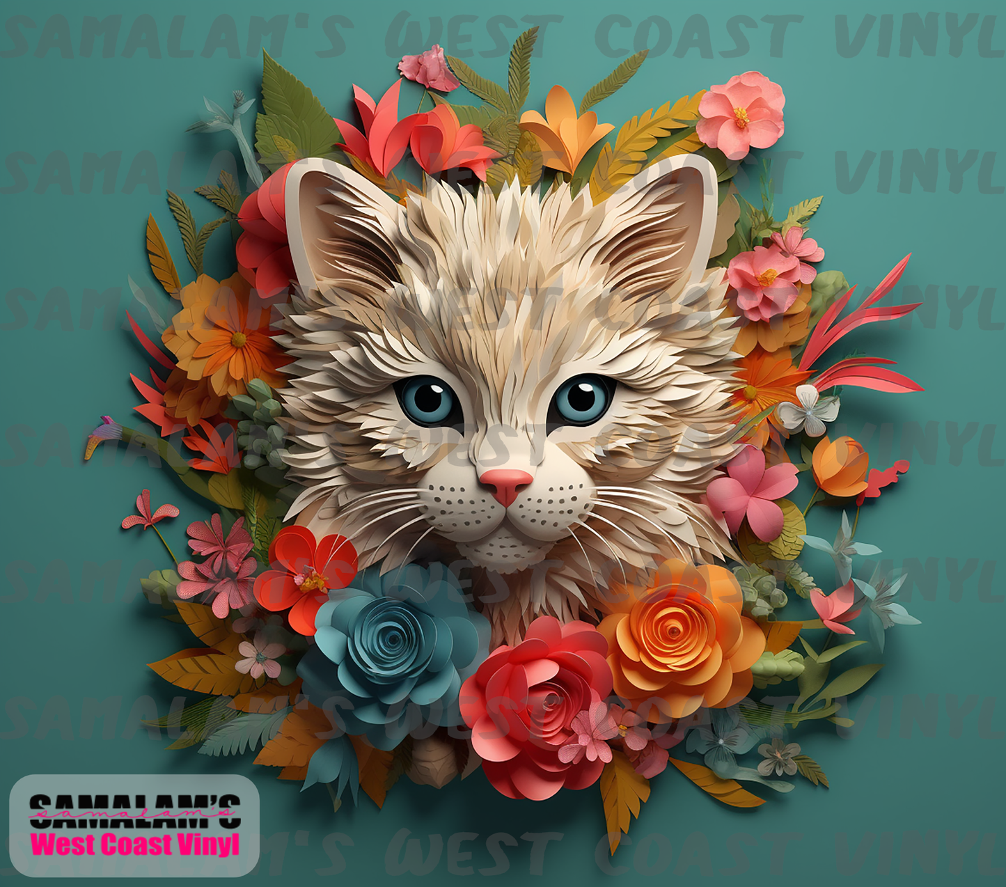 Cat - 3D - Floral - 20 - Tumbler Wrap