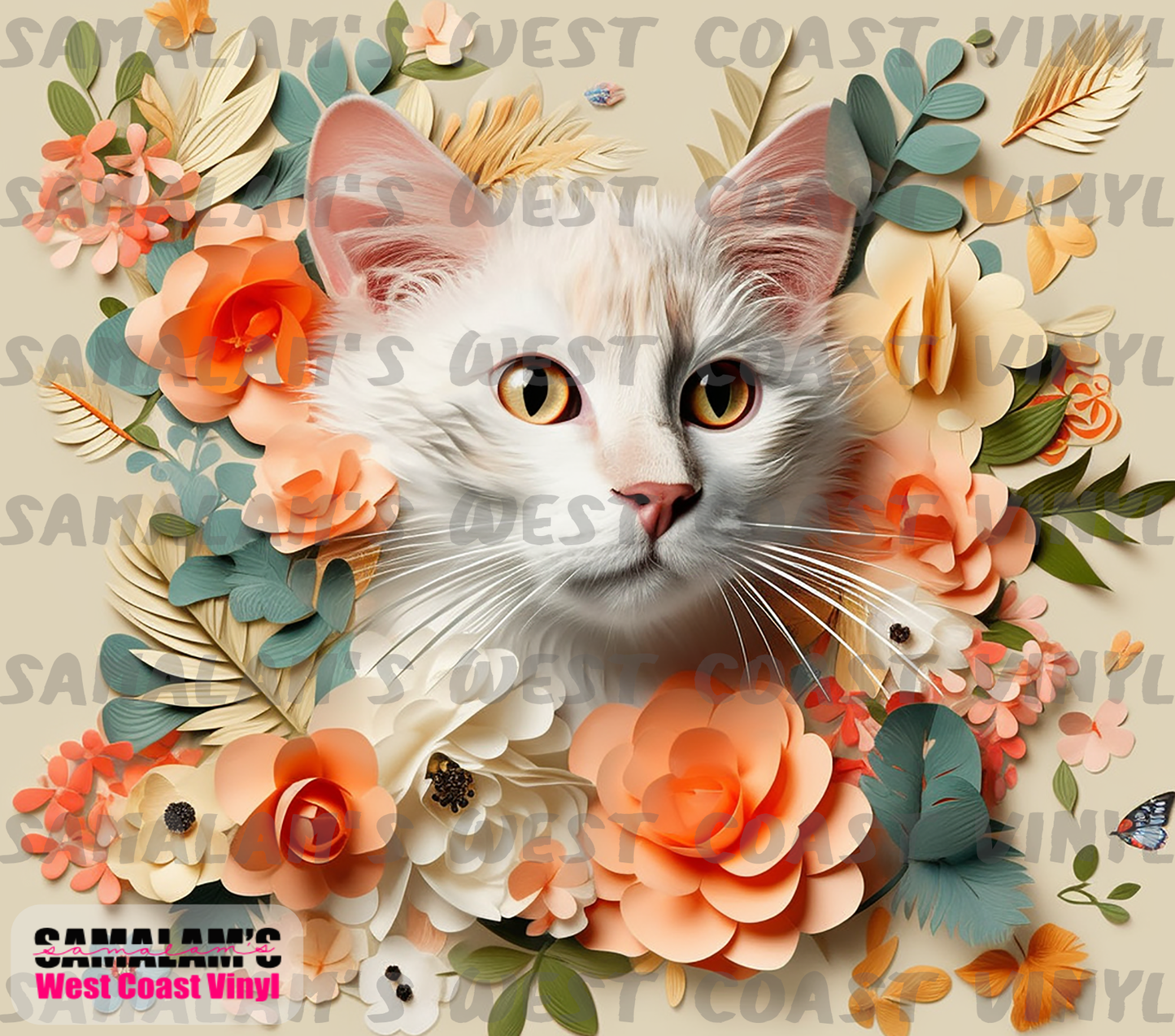 Cat - 3D - Floral - 23 - Tumbler Wrap
