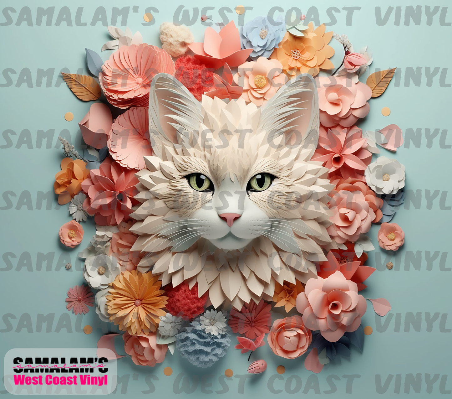 Cat - 3D - Floral - 24 - Tumbler Wrap