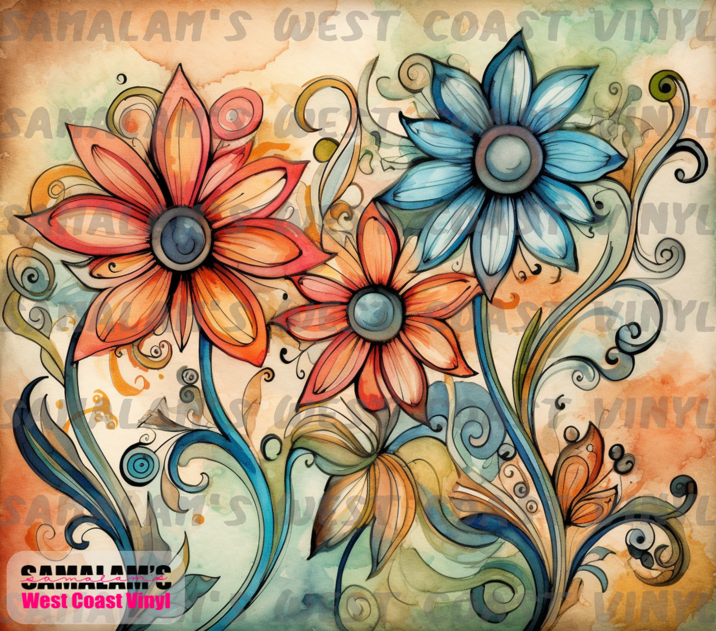 Watercolour Flowers - 1 - Tumbler Wrap
