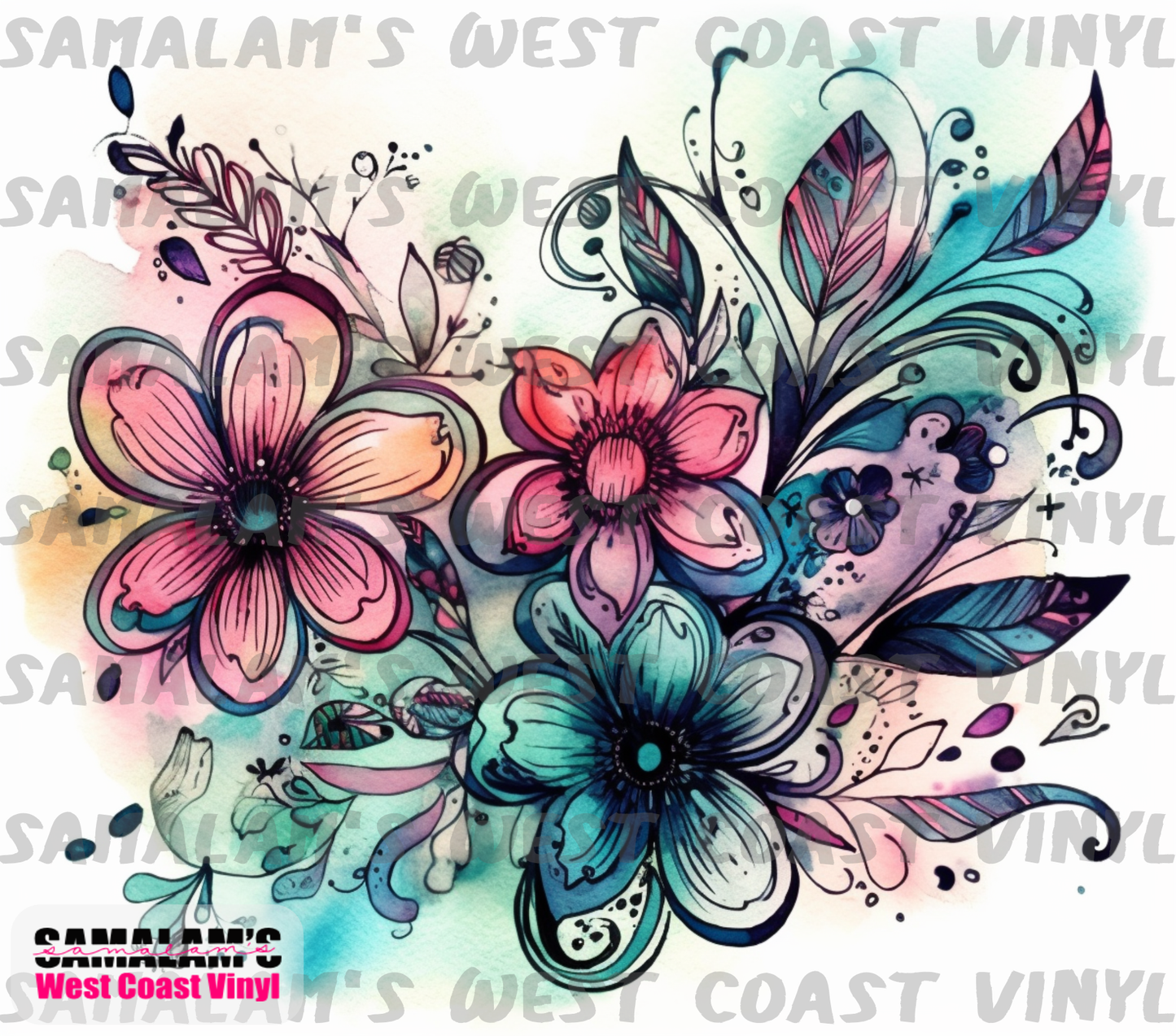 Watercolour Flowers - 12 - Tumbler Wrap