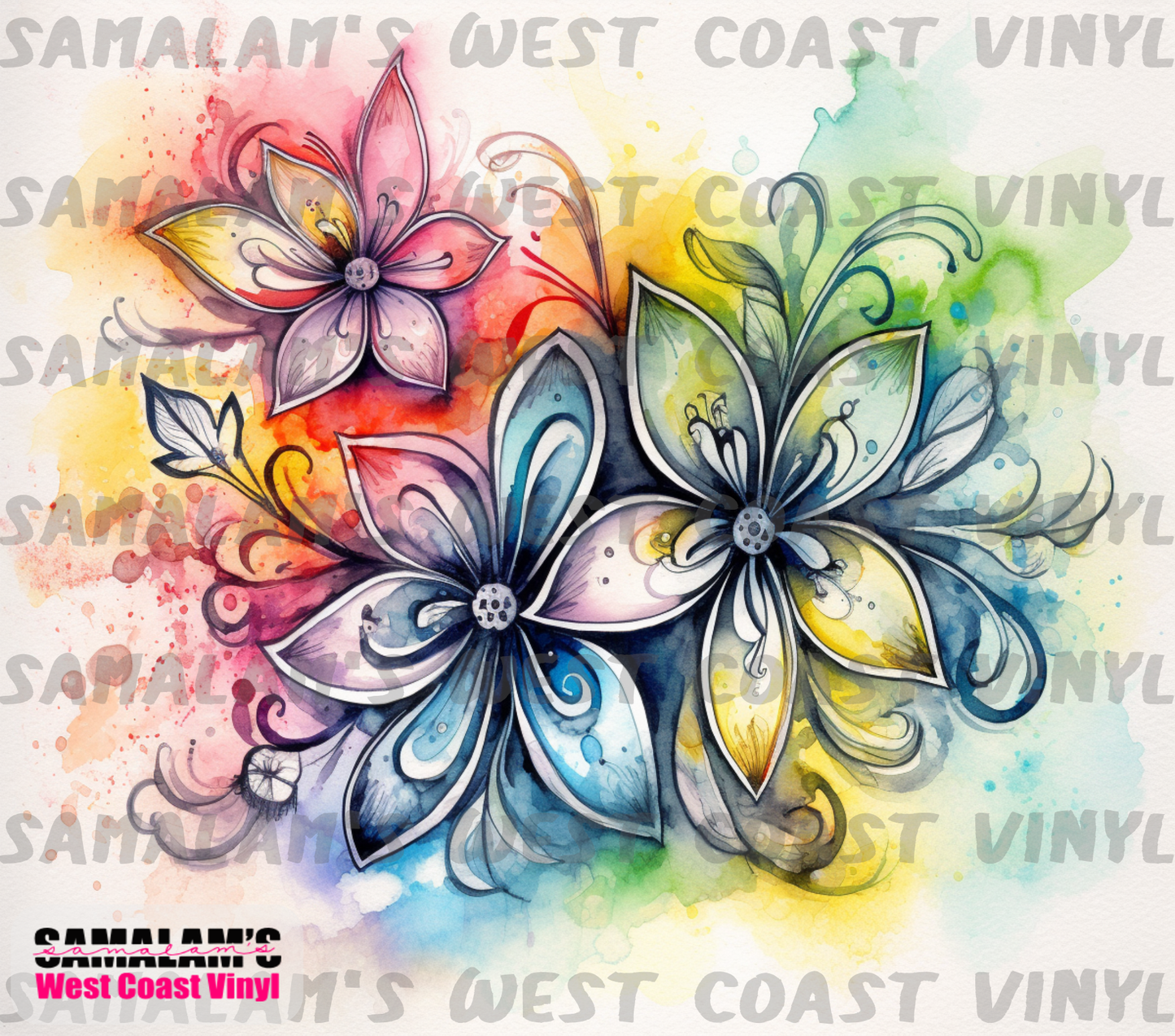 Watercolour Flowers - 13 - Tumbler Wrap