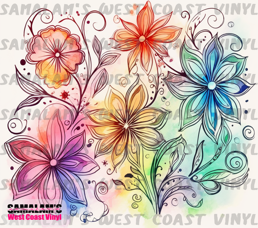 Watercolour Flowers - 14 - Tumbler Wrap